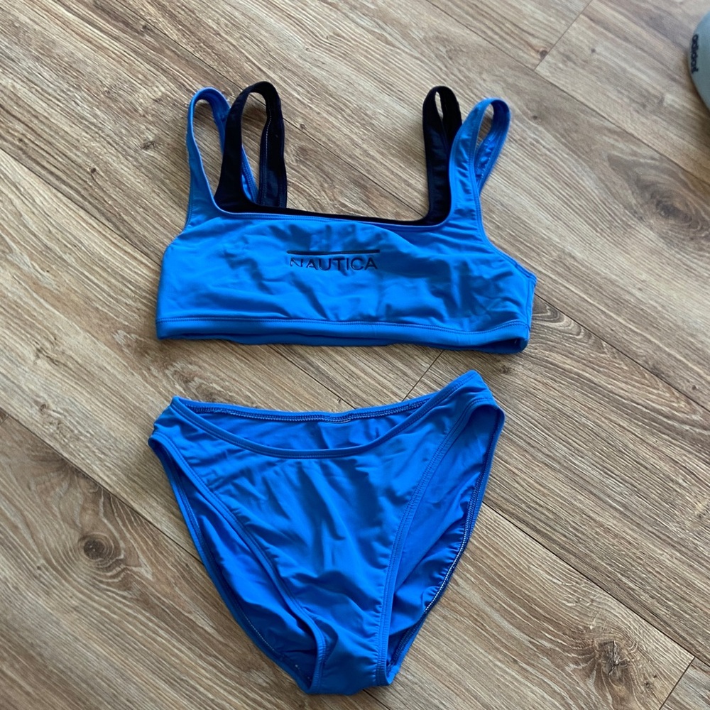 NAUTICA blue sporty high waisted bikini set